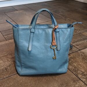 Fossil Camilla Convertible Leather Backpack Teal Blue